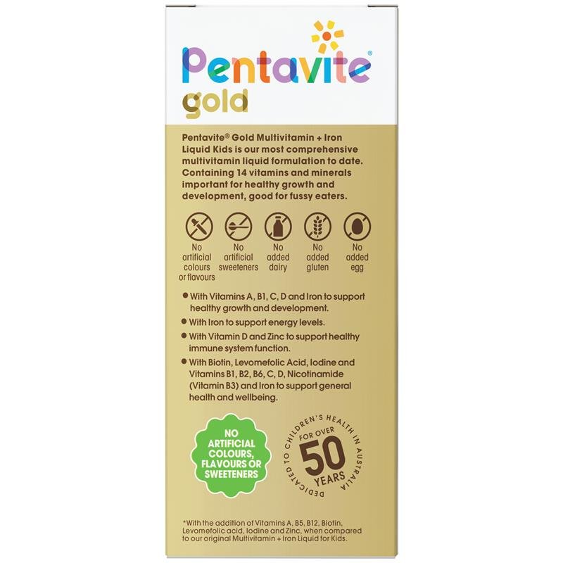 Thuốc bổ sung vitamin và sắt cho trẻ từ 1 đến 12 tuổi - Pentavite Liquid Multivitamins with Iron for Kids (100ml) Thuốc bổ sung vitamin và sắt cho trẻ từ 1 đến 12 tuổi - Pentavite Liquid Multivitamins with Iron for Kids (100ml)