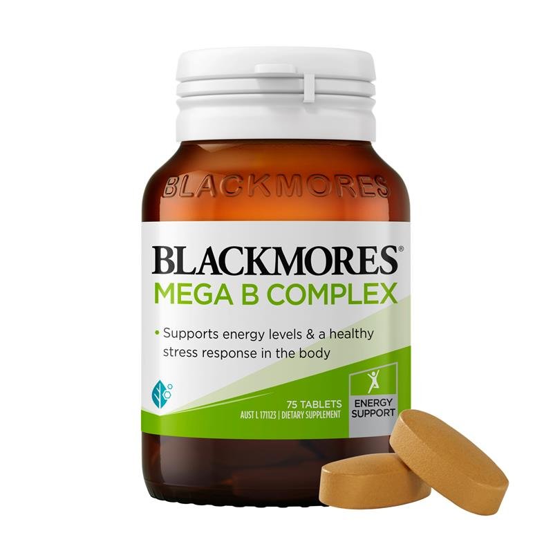 Viên Vitamin B tổng hợp tăng sức bền Blackmores Mega B Complex Energy Support Vitamin B12 75 Tablets Viên Vitamin B tổng hợp tăng sức bền Blackmores Mega B Complex Energy Support Vitamin B12 75 Tablets