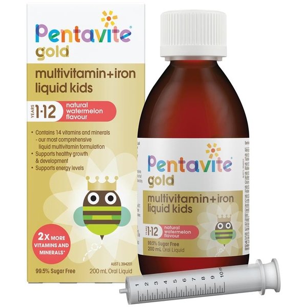 Thuốc bổ sung vitamin và sắt cho trẻ từ 1 đến 12 tuổi - Pentavite Liquid Multivitamins with Iron for Kids (100ml) Thuốc bổ sung vitamin và sắt cho trẻ từ 1 đến 12 tuổi - Pentavite Liquid Multivitamins with Iron for Kids (100ml)
