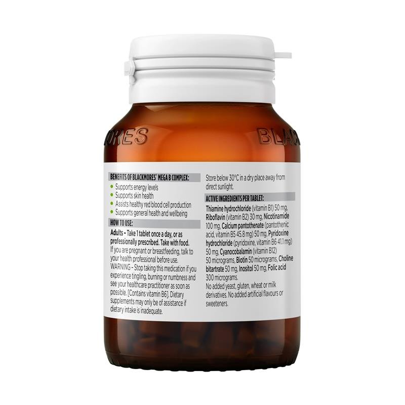Viên Vitamin B tổng hợp tăng sức bền Blackmores Mega B Complex Energy Support Vitamin B12 75 Tablets Viên Vitamin B tổng hợp tăng sức bền Blackmores Mega B Complex Energy Support Vitamin B12 75 Tablets