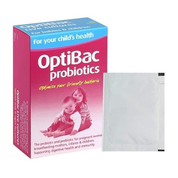 Bao bì sản phẩm men vi sinh Optibac hồng