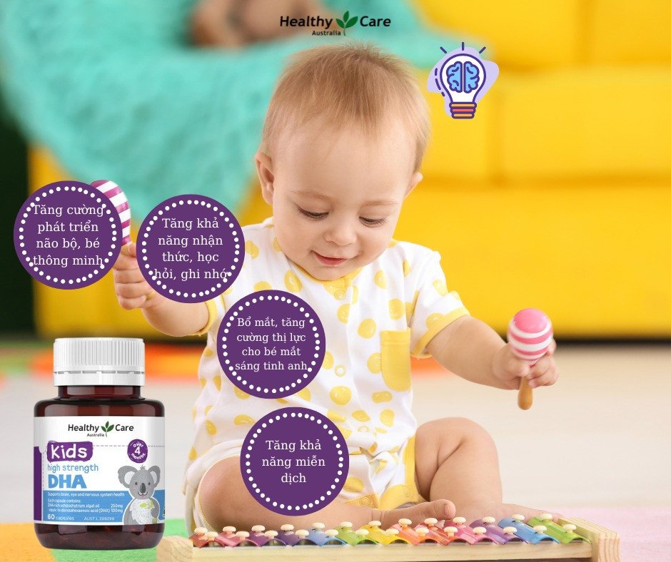 Bé dùng DHA Healthy Care để phát triển toàn diện