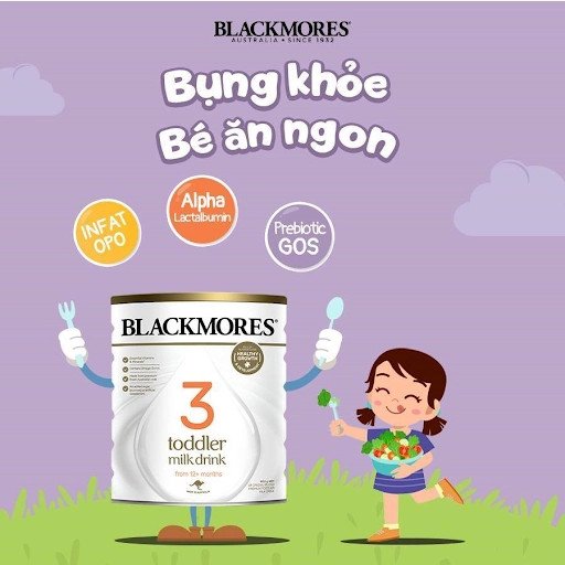 Bé vui vẻ uống sữa Blackmores số 2 giúp tiêu hóa khỏe mạnh