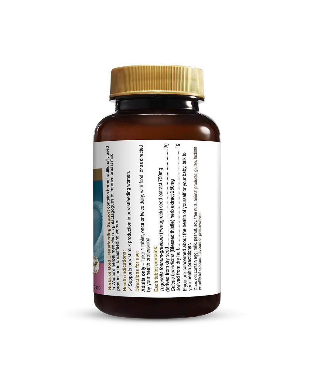 Cận cảnh mặt bên phải của chai Herbs of Gold Breastfeeding Support 60 viên