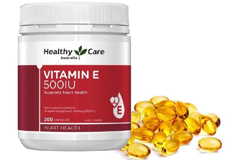 Cận cảnh viên nang mềm vitamin E của Úc Healthy Care 500IU