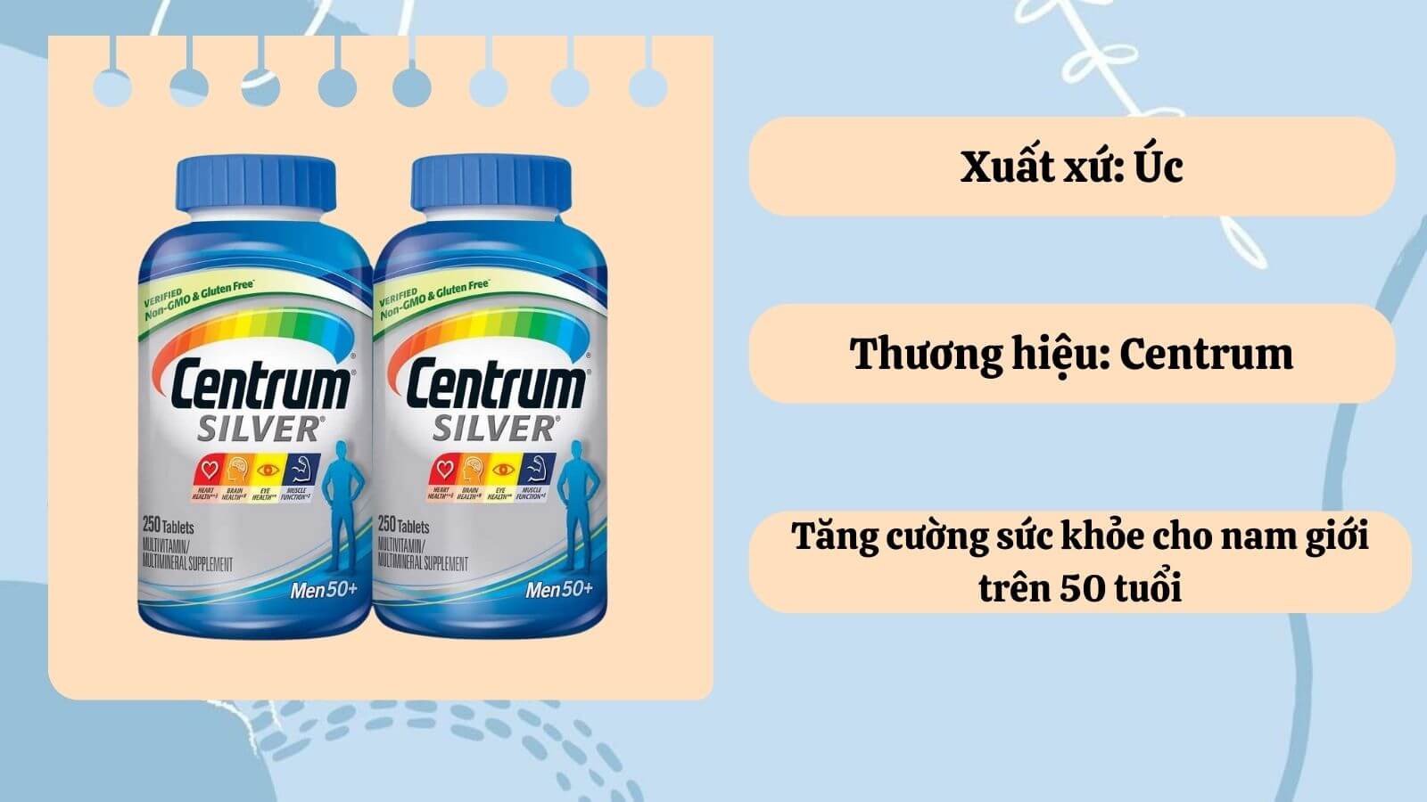 Centrum Silver Men 50+ - Thuốc bổ cho người trên 50 tuổi dành cho nam giới