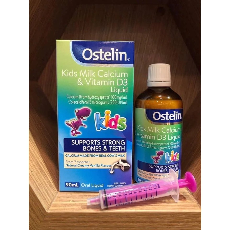 Chai canxi Ostelin cho bé dạng sữa 90ml, bổ sung canxi và Vitamin D3 thiết yếu.
