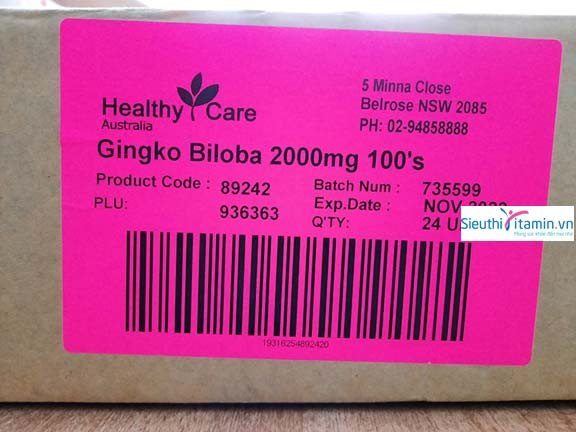 Chi tiết viên uống Healthy Care Ginkgo Biloba 2000mg hỗ trợ trí nhớ và tuần hoàn máu