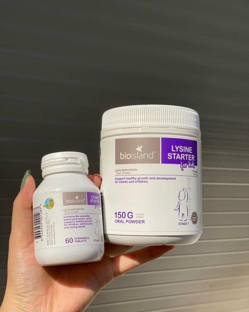 KaoKao | [Chính Hãng] Lysine bột và Lysin Viên Bio Island Úc Tăng Chuyển  Hóa Cho Trẻ,Giúp Bé Ăn Ngon Hơn - Hộp 150g và Lọ 60 viên