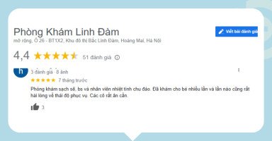 Đánh giá tích cực về Phòng khám Nhi Linh Đàm từ các phụ huynh