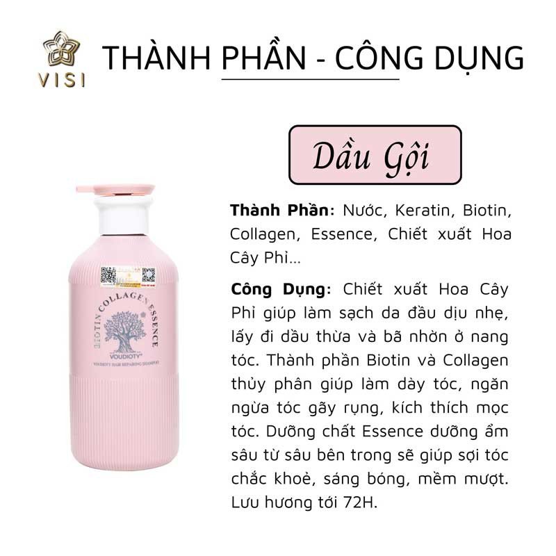 Dầu gội Biotin Collagen Essence Pink 500ml giúp phục hồi tóc hư tổn hiệu quả