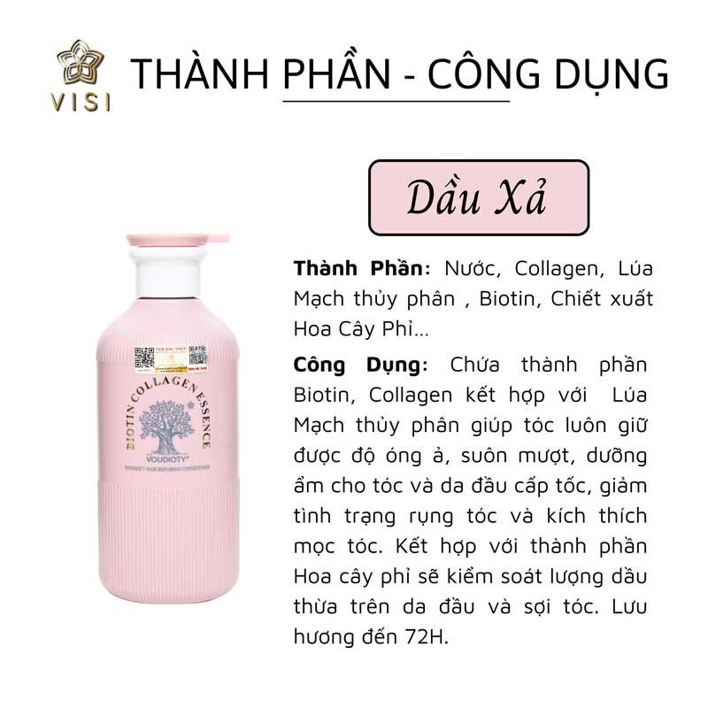 Dầu xả Biotin Collagen Essence Pink dưỡng tóc chắc khỏe