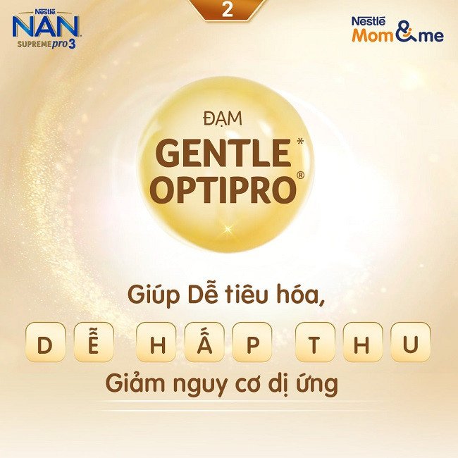 Hình ảnh lon sữa Nan vàng số 2 Supreme Pro, hỗ trợ tiêu hóa và hấp thu cho bé