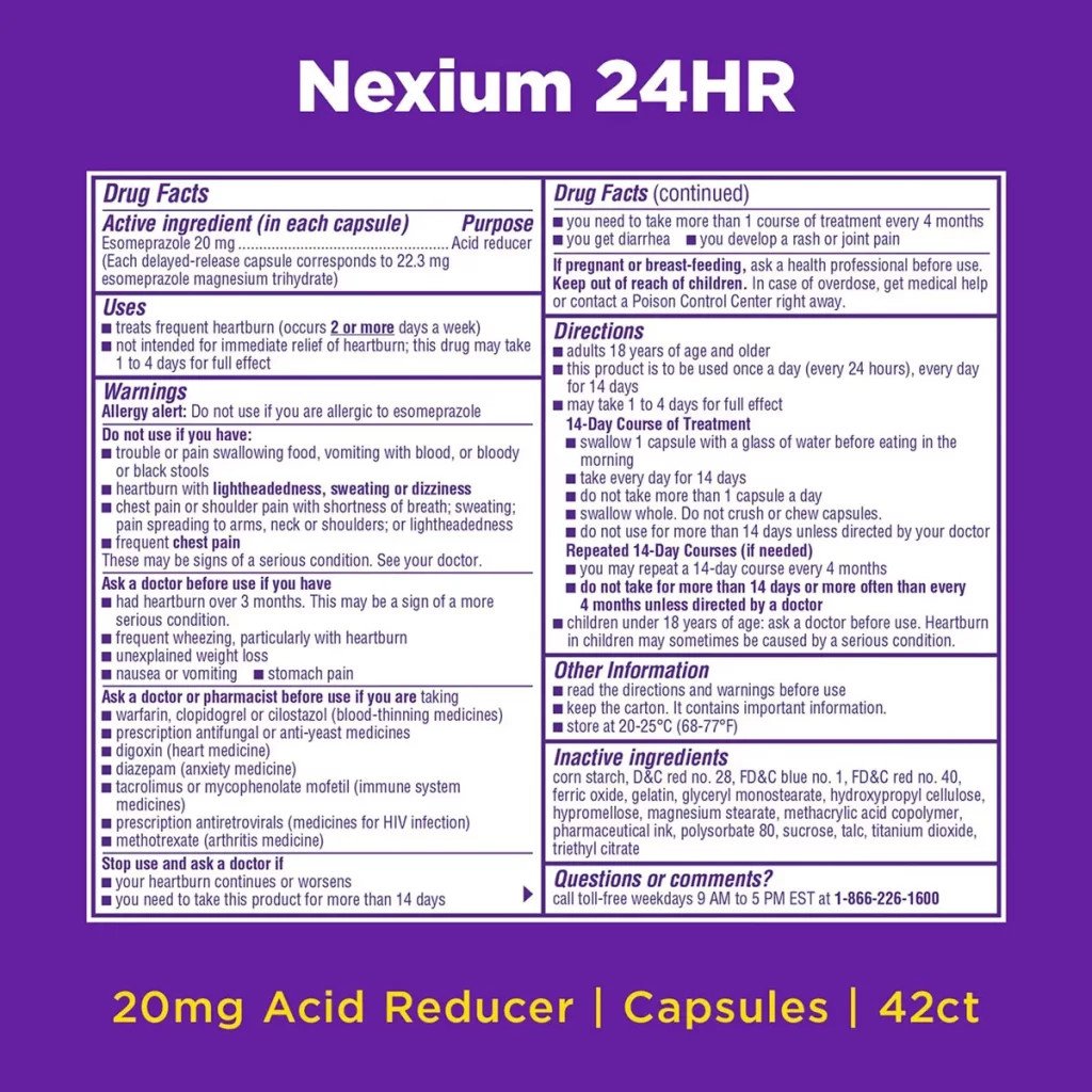 Hình ảnh minh họa thành phần Esomeprazole 20mg trong Nexium 24HR