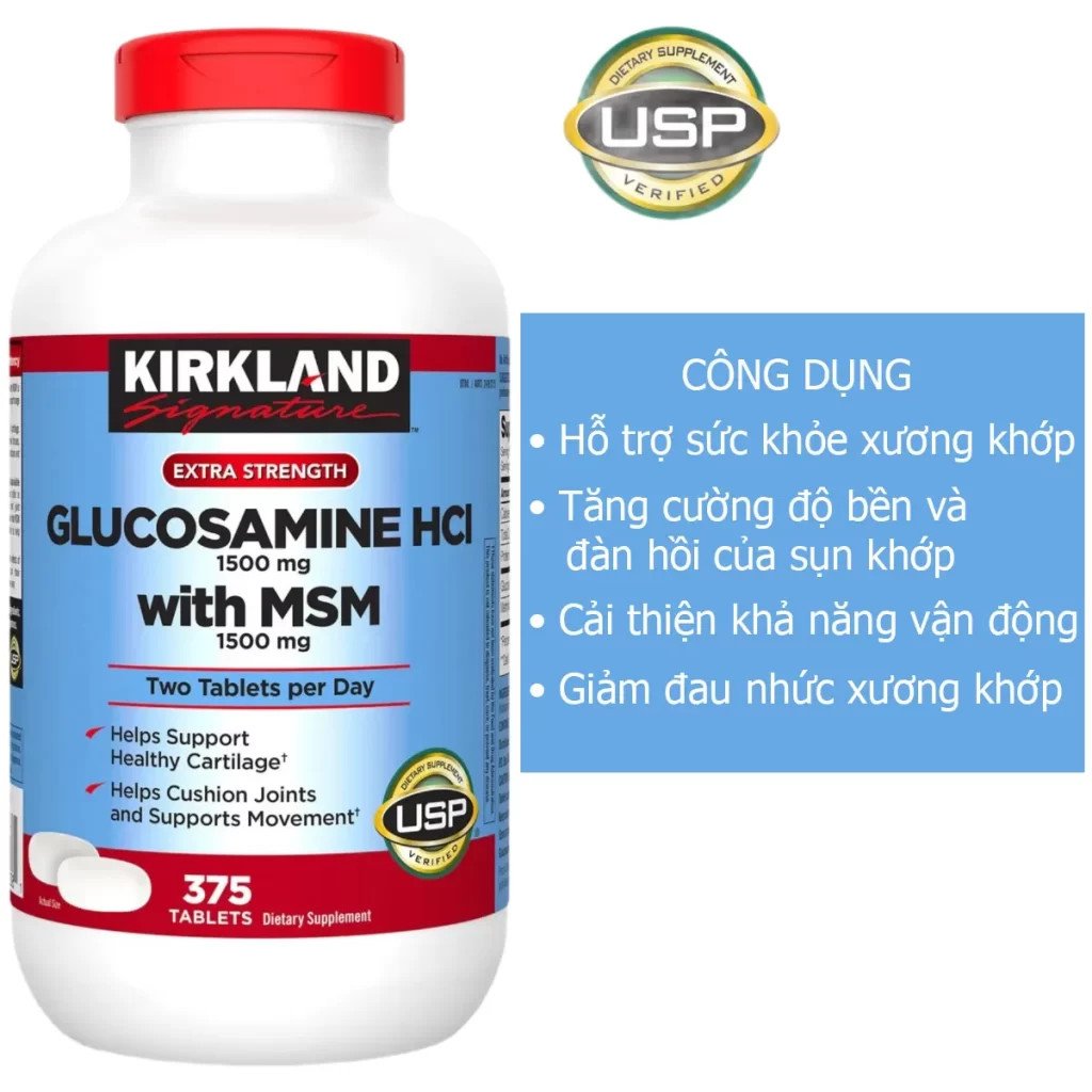 Hình ảnh minh họa viên uống Glucosamine HCL 1500mg hỗ trợ sụn khớp khỏe mạnh