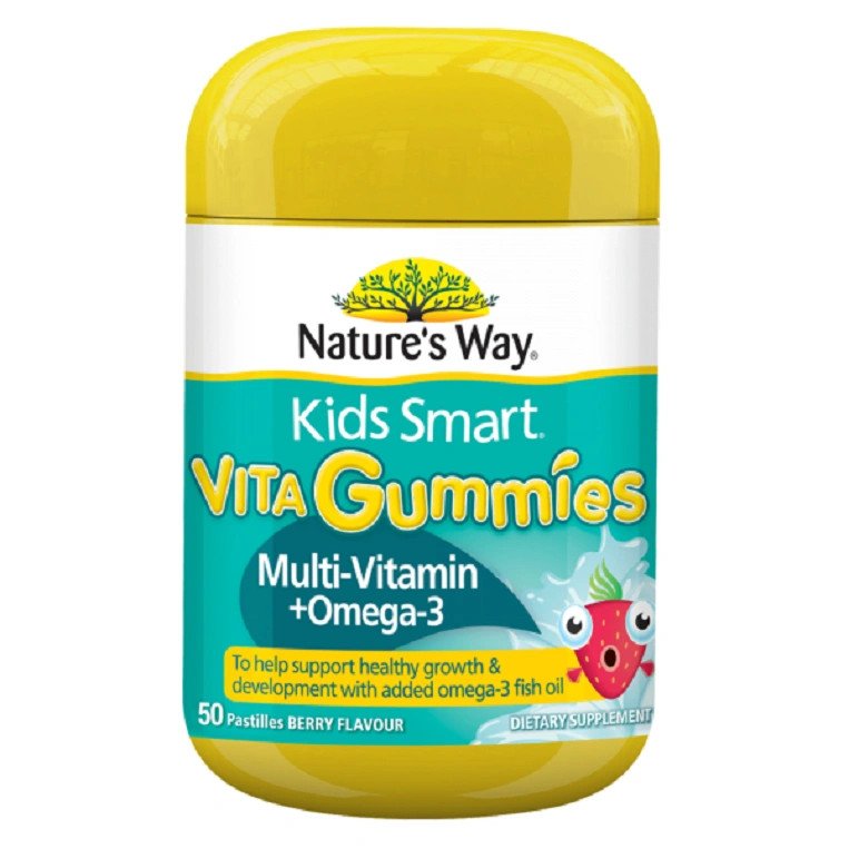 hộp kẹo dẻo vitamin Nature's Way Kids Smart Vita Gummies Multivitamin và Omega 3
