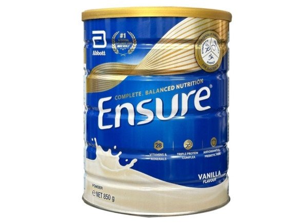 Hộp sữa bột Ensure Úc 850g với các thành phần dinh dưỡng thiết yếu