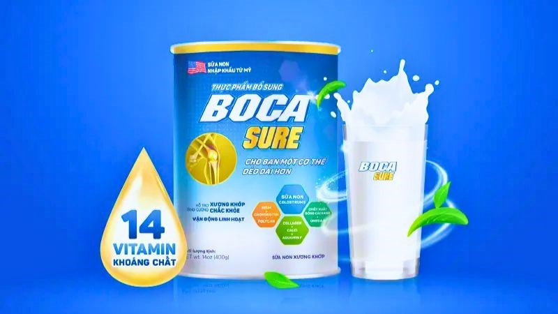 Hộp sữa non Boca Sure, hỗ trợ sức khỏe xương khớp và tổng thể cho người cao tuổi