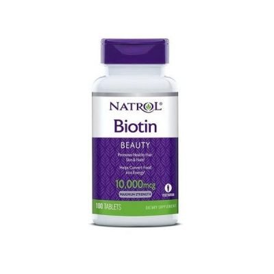 Hộp viên uống Biotin Natrol 10000mcg 100 viên của Mỹ