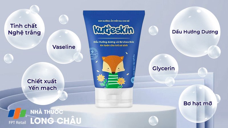 Kem dưỡng ẩm cho bé Kutieskin giúp dưỡng da mềm mại, giảm kích ứng hiệu quả