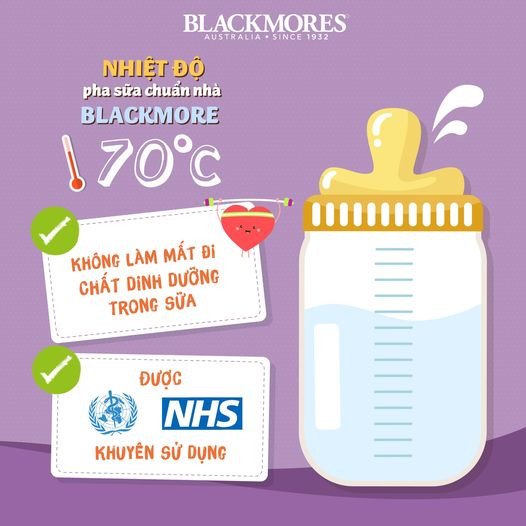 Kiểm tra nhiệt độ sữa Blackmores 3 sau khi pha