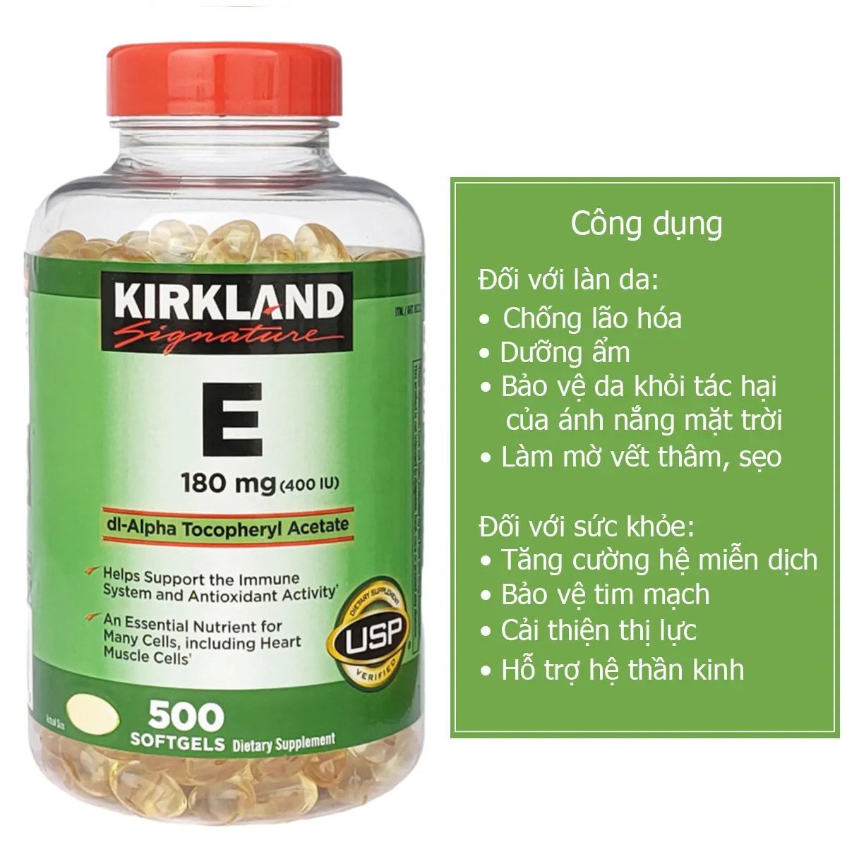 Lợi ích của Vitamin E 400 IU Kirkland của Mỹ cho làn da