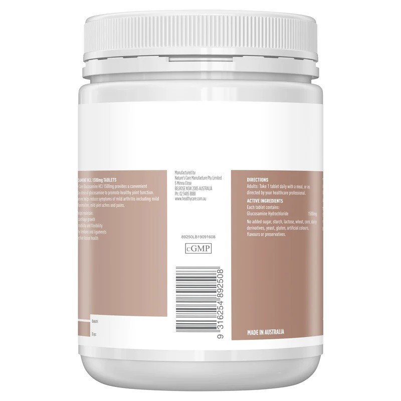 Mã vạch của viên uống Glucosamine Healthy Care được tìm thấy dễ dàng trên bao bì sản phẩm