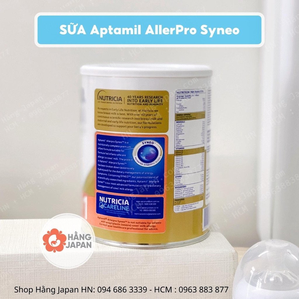 Mặt sau hộp sữa Aptamil AllerPro Syneo
