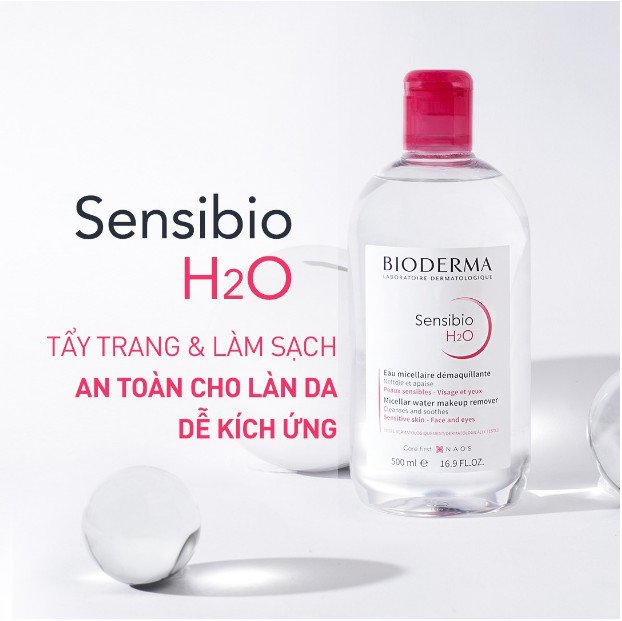 Nước tẩy trang Bioderma Sensibio H2O màu hồng chuyên dụng cho da khô và nhạy cảm