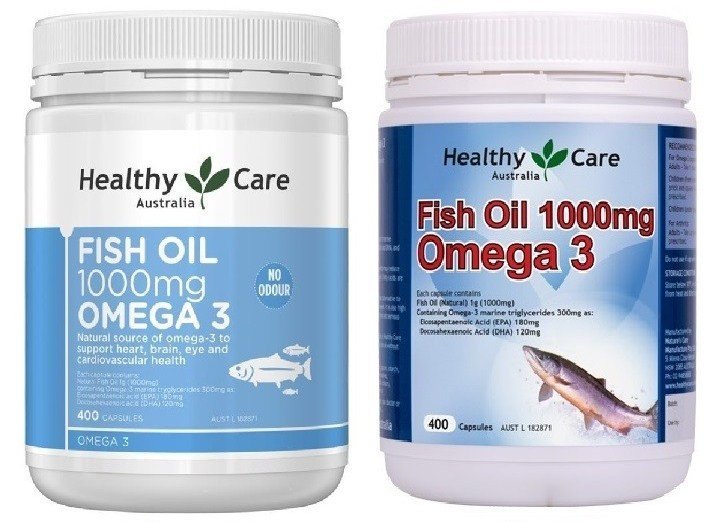 Phân biệt bao bì dầu cá omega 3 của Úc Healthy Care qua các phiên bản