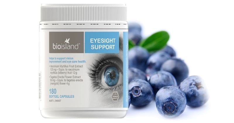 Sản phẩm Bio Island Eyesight Support, một loại thuốc bổ mắt Úc phổ biến.