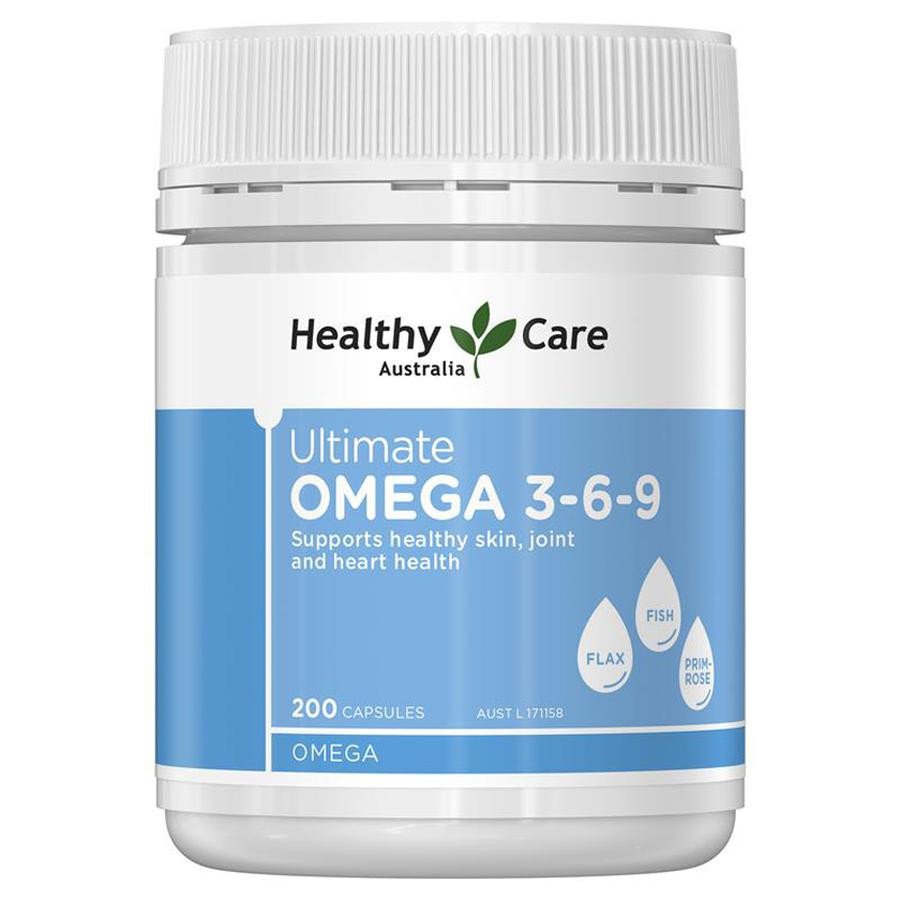Sản phẩm omega 3 6 9 của Úc Healthy Care chứa dầu hoa anh thảo và dầu cá tự nhiên