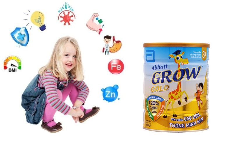 Sản phẩm sữa Abbott Grow, cung cấp dưỡng chất cần thiết cho trí não và chiều cao theo độ tuổi