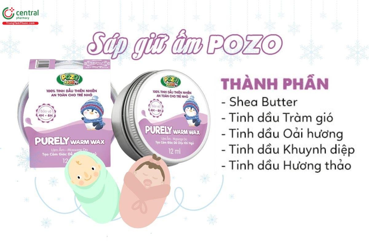 Sáp giữ ấm Pozo Purely Warm Wax giúp bé giảm ho và ngạt mũi