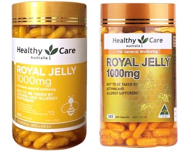 So sánh bao bì cũ và mới của viên sữa ong chúa Healthy Care Royal Jelly