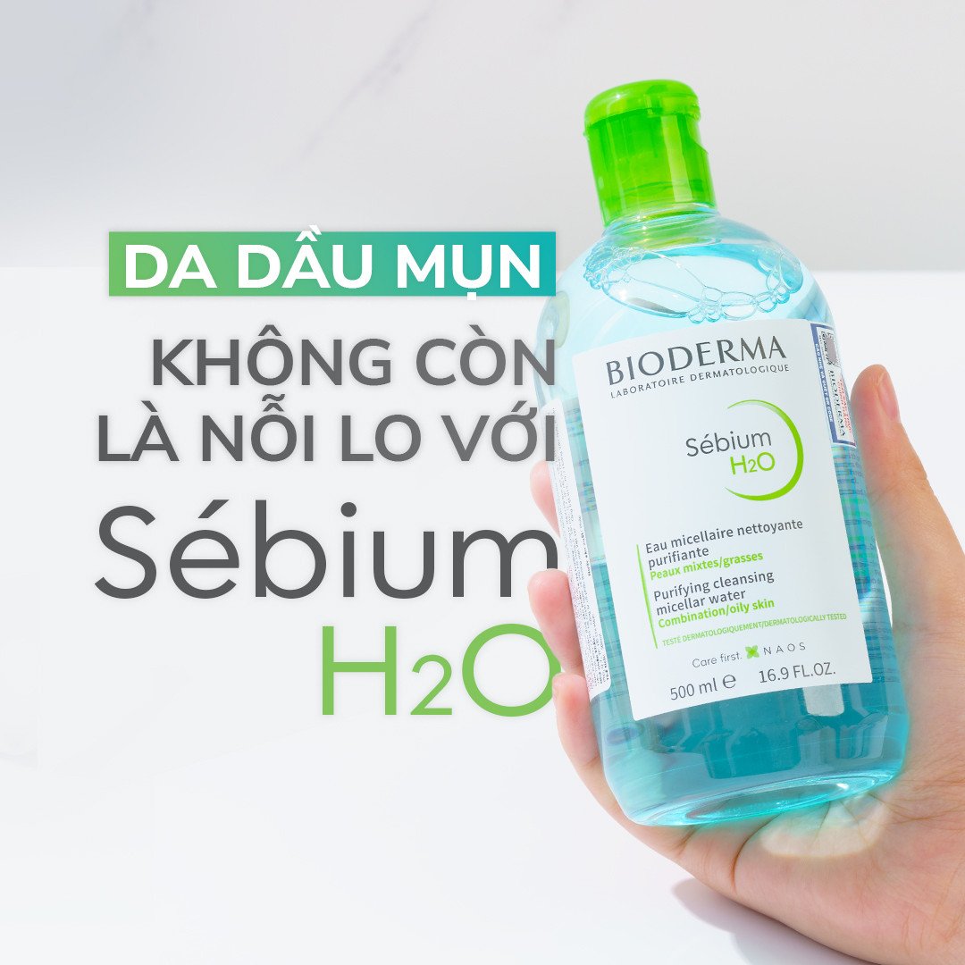 So sánh nước tẩy trang Bioderma Sensibio H2O hồng cho da khô và Sébium H2O xanh cho da dầu mụn