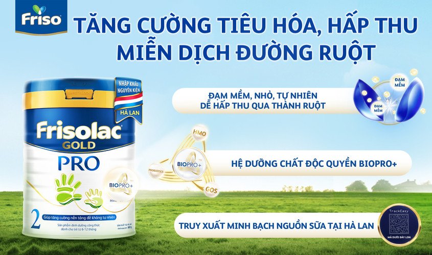 Sữa bột Frisolac Gold Pro số 2 800g cho bé 6-12 tháng