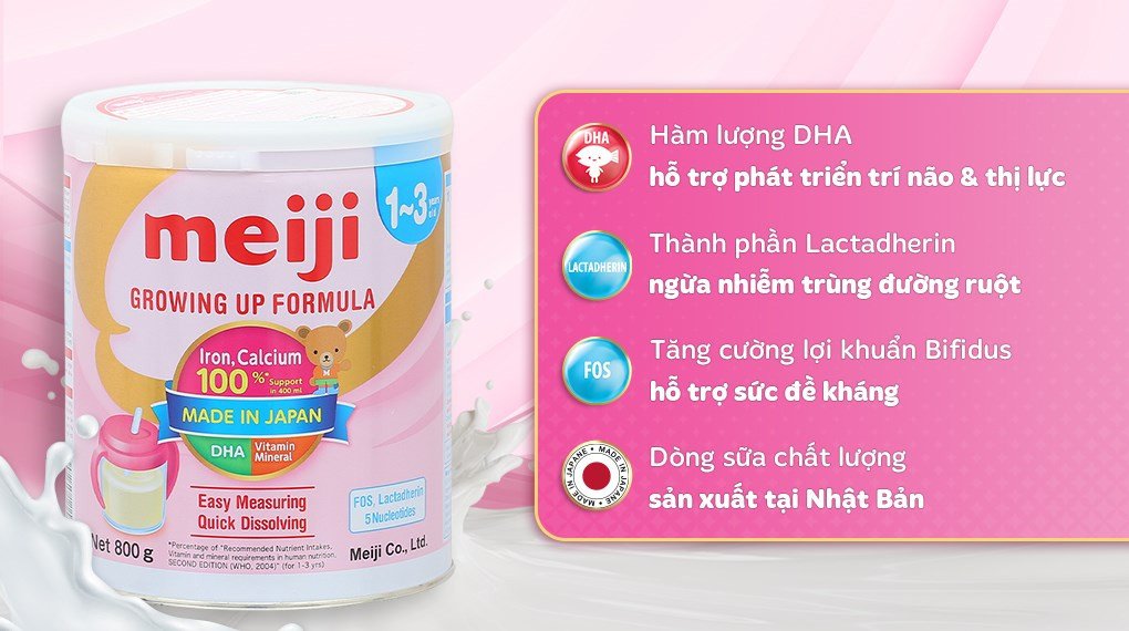 Sữa bột Meiji Growing Up Formula giúp tăng cường sức đề kháng cho bé