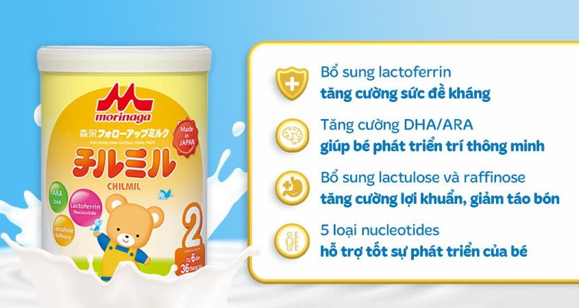 Sữa bột Morinaga Chilmil số 2 850g cho bé 6-36 tháng