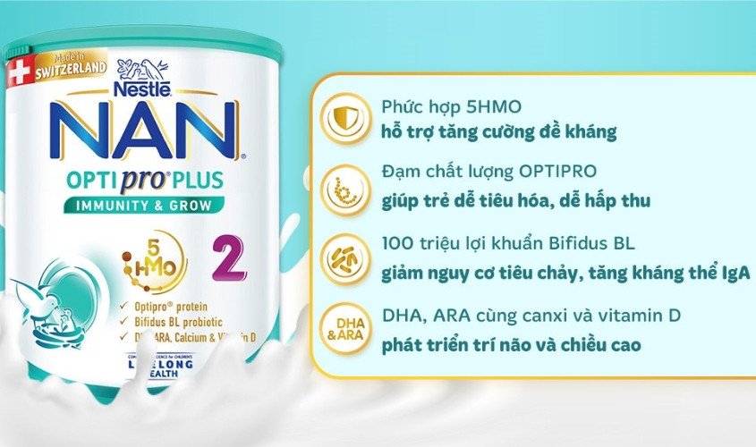 Sữa bột NAN Optipro Plus số 2 800g cho bé 6-12 tháng