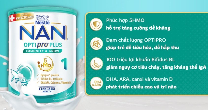 Sữa bột NAN Optipro Plus tăng sức đề kháng và hỗ trợ tiêu hóa