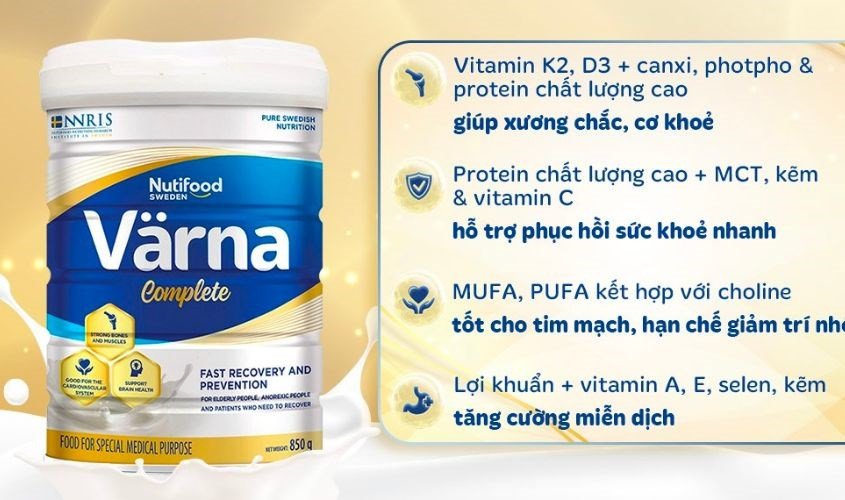 Sữa bột Nutifood Varna Complete hương hạt thanh, bổ sung năng lượng cho người ốm