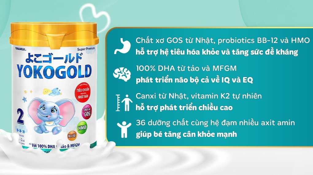 Sữa bột YokoGold số 2 chuẩn Nhật tăng cường miễn dịch