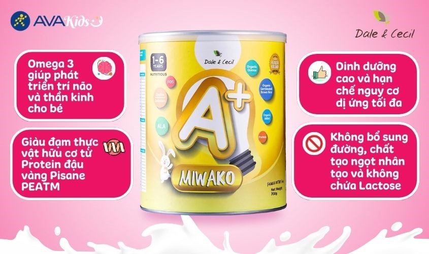 Sữa gạo Miwako dinh dưỡng thực vật cho bé dị ứng đạm bò