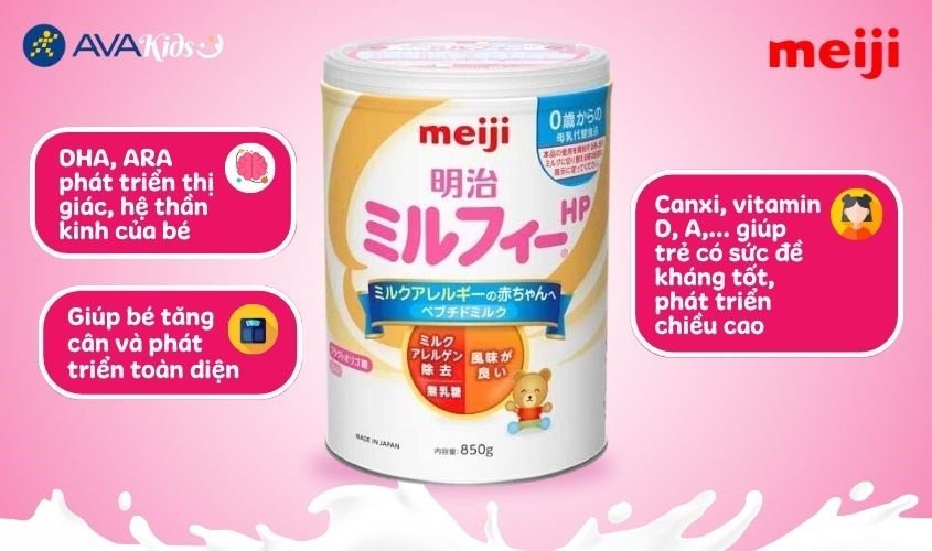Sữa Meiji HP đặc chế cho bé dị ứng đạm bò từ Nhật Bản