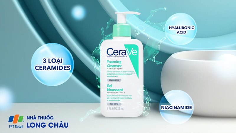 sữa rửa mặt cerave 236ml công dụng kiềm dầu và cấp ẩm