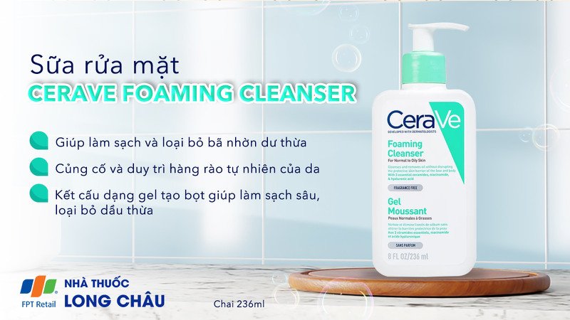 sữa rửa mặt cerave 236ml thương hiệu được bác sĩ da liễu khuyên dùng