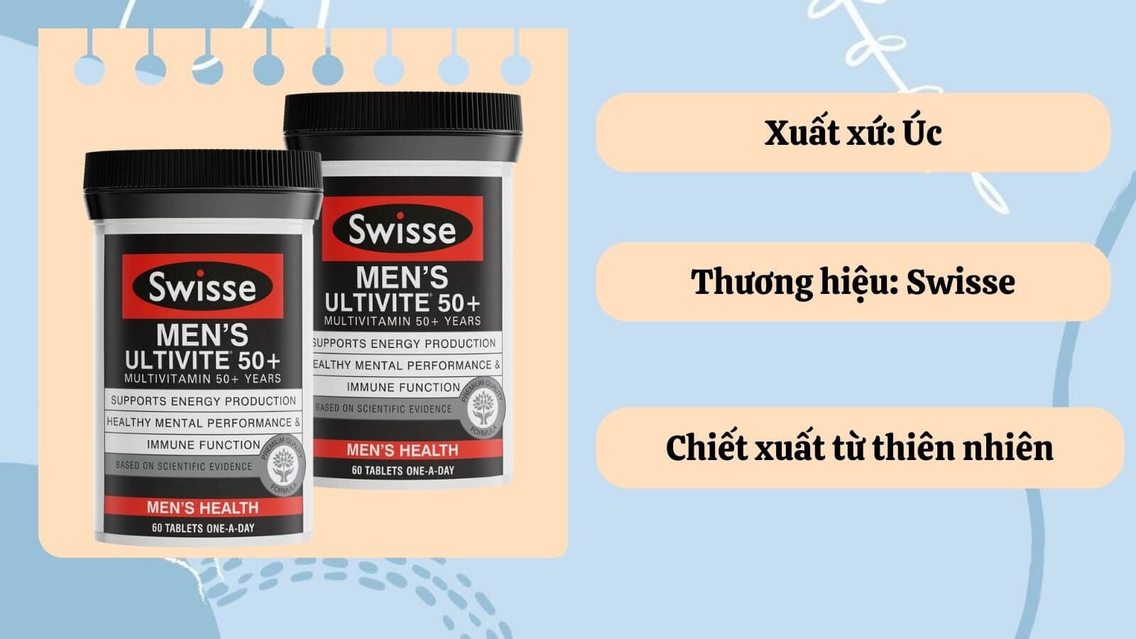 Swisse Men’s Ultivite 50+ - Thuốc bổ cho người trên 50 tuổi chất lượng cao