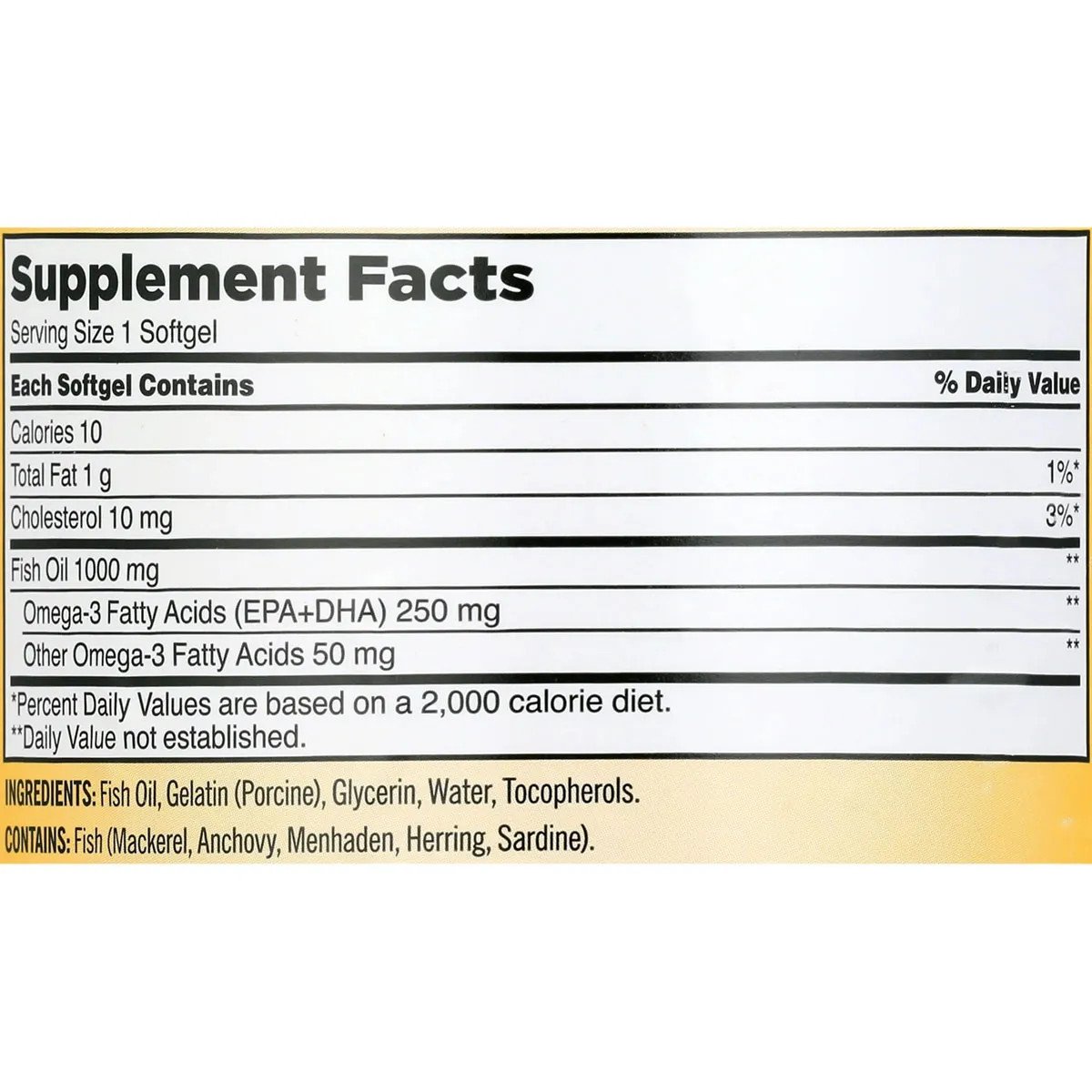 Thành phần và thông tin dinh dưỡng của Omega 3 Fish Oil 1000mg Kirkland từ Mỹ