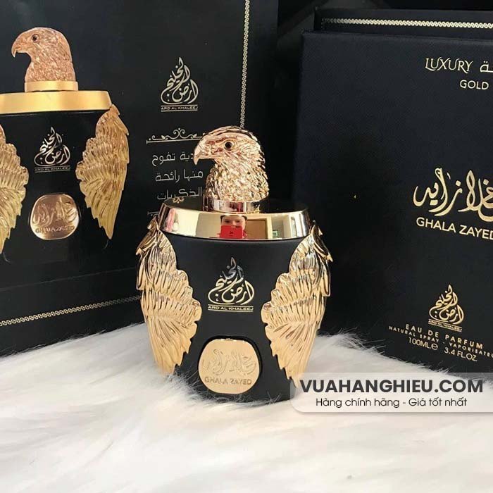 Thiết kế chai nước hoa đại bàng đen Ghala Zayed Gold Luxury EDP sang trọng